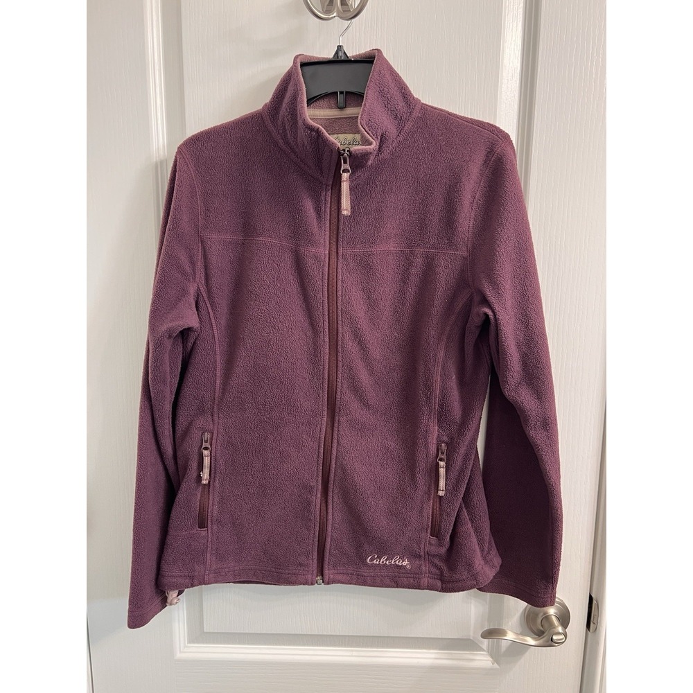 Cabelas Womens Fleece Jacket Small Plum Purple Full Zip Mock Neck Outdoor Layer